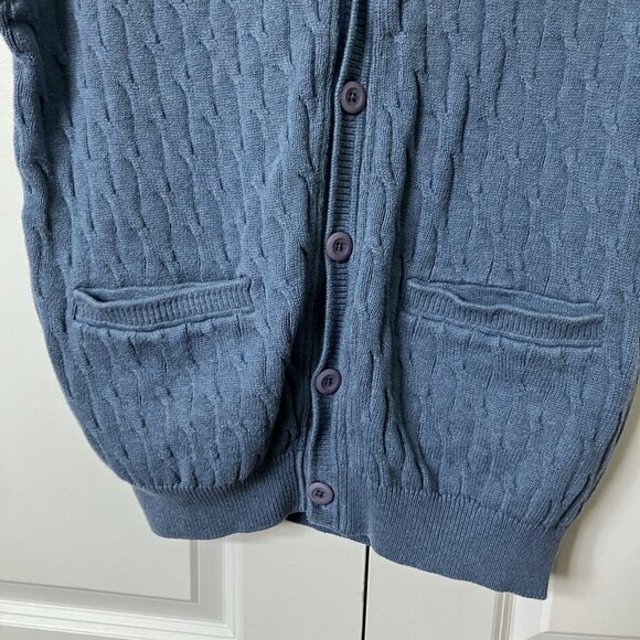 Vintage Tosani Sweater Vest Mens Grandpa Blue Knit Made in Canada Textured Prep - Picture 4 of 7
